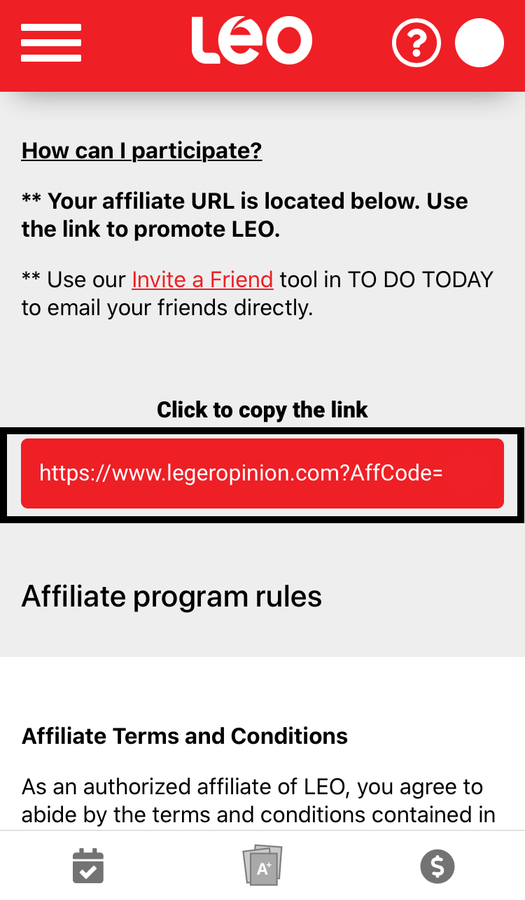 LEO Affiliate link page