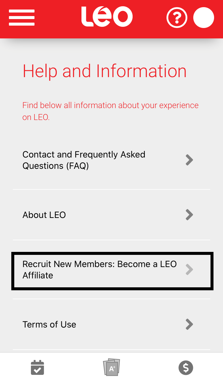 LEO Contact and FAQ page