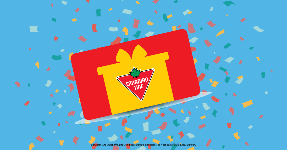 Canadian Tire gift card with confetti