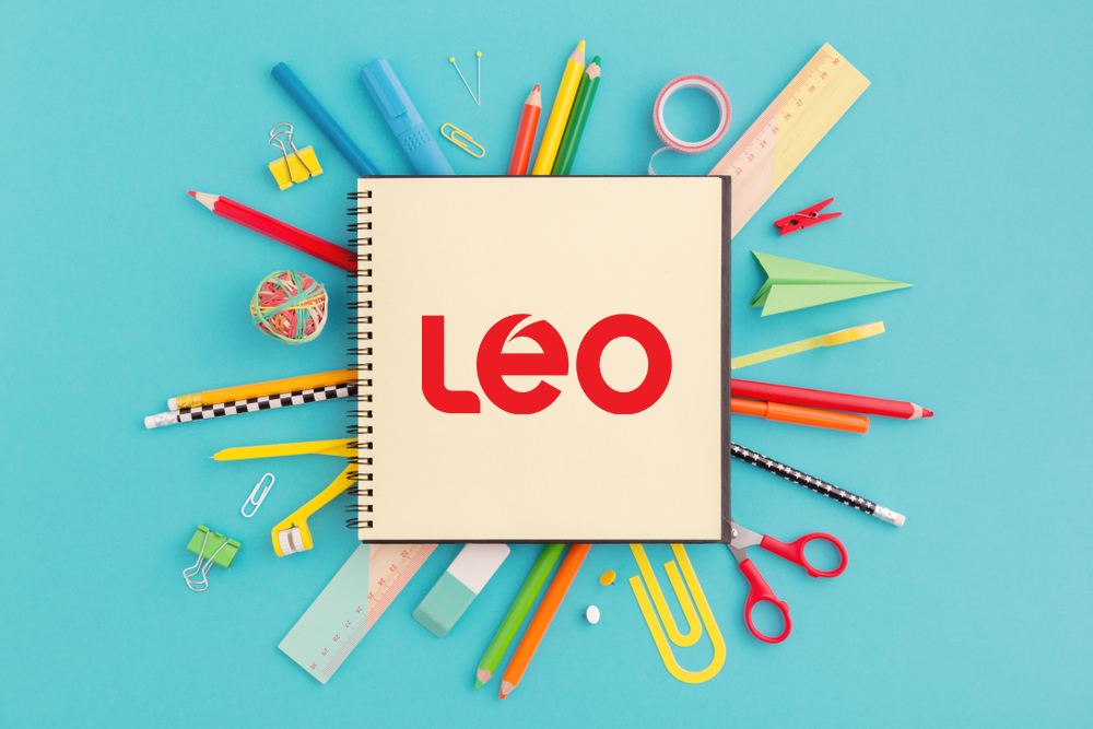 Fournitures scolaires avec le logo de LEO 