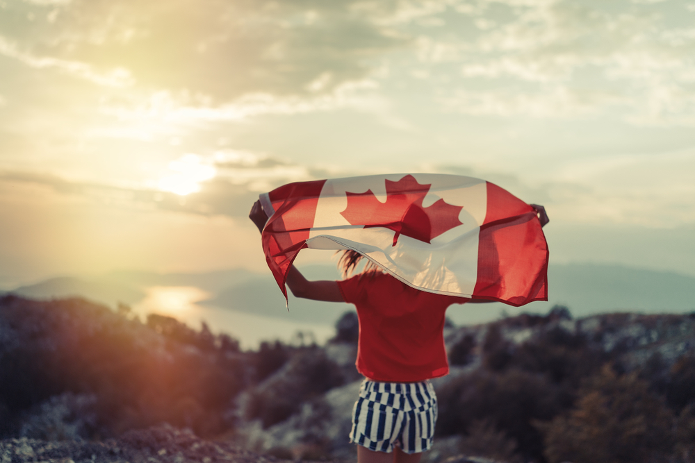 Woman with a Canada flag