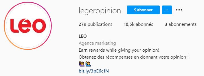 Capture d’écran de la page Instagram LEO