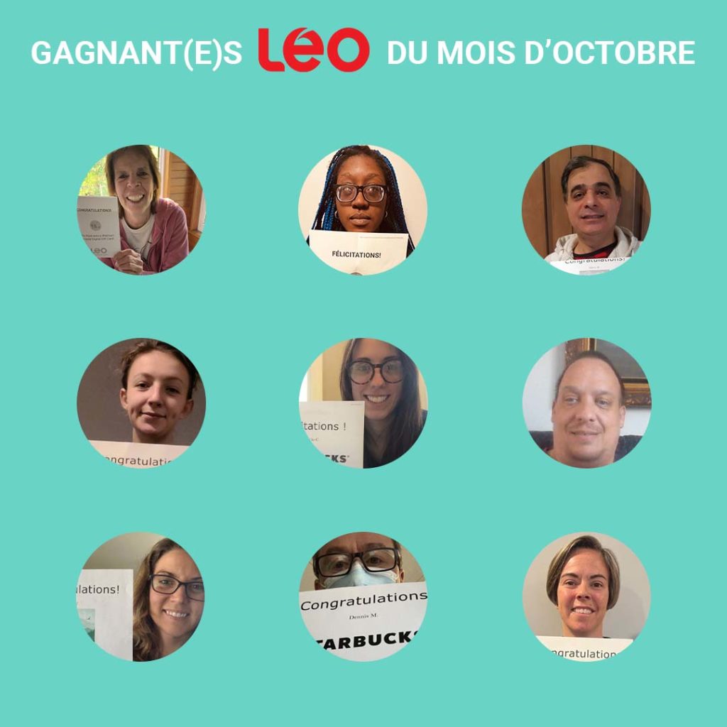 Gagnant(e)s LEO du mois d'octobre