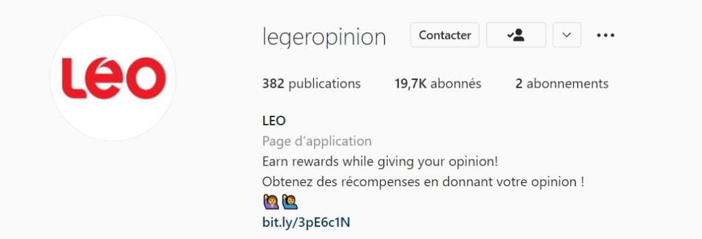 La page Instagram de LEO
