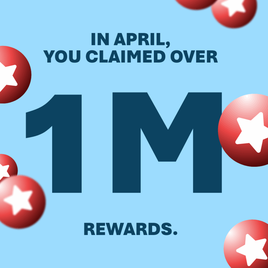 In April,  you claimed over 1M rewards.