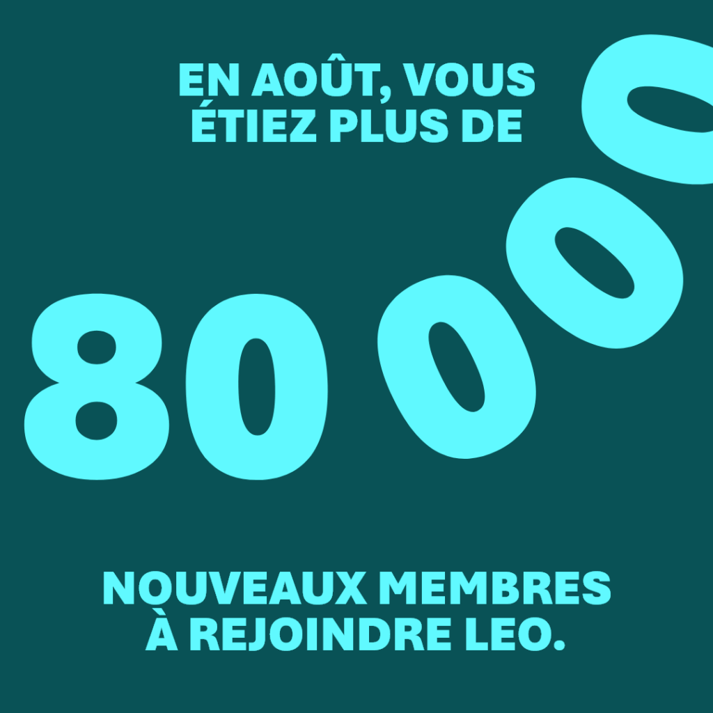 En août, vous étiez plus de 80 000 nouveaux membres à rejoindre LEO.